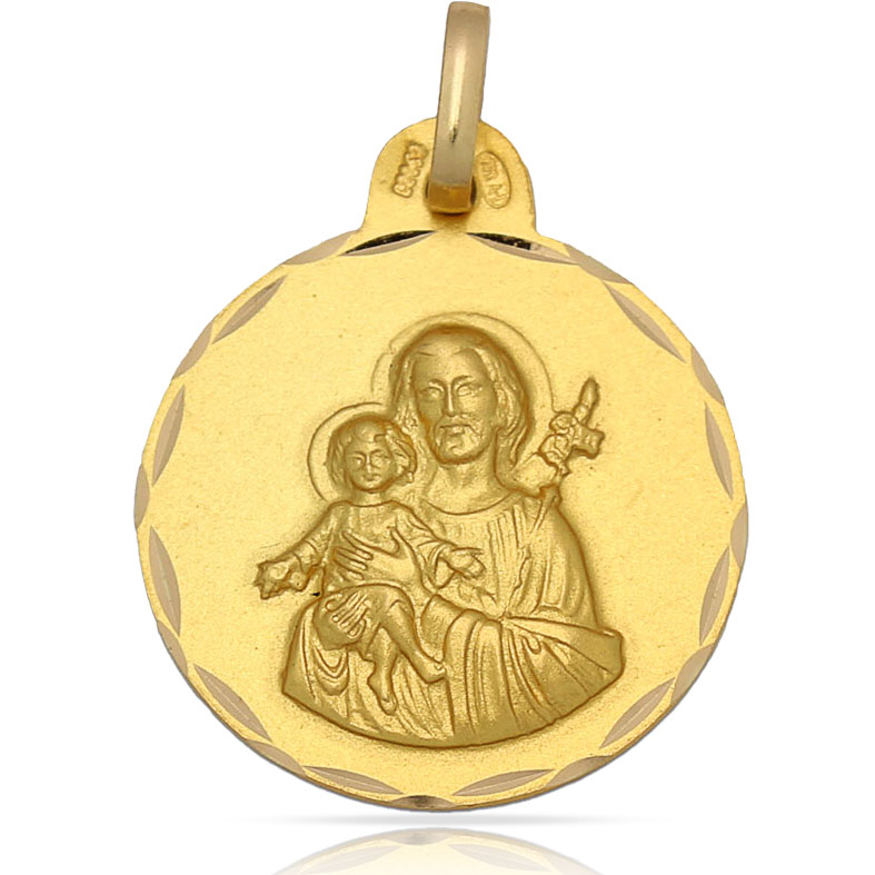 MEDALLA PLATA CHAPADA EN ORO SAN JOSE - 21MM