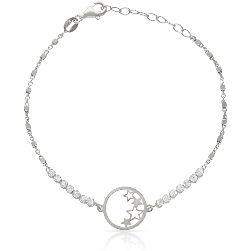 PULSERA PLATA 925MM CIRCULO ESTRELLAS