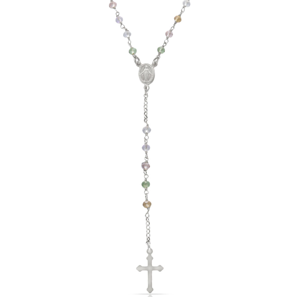 ROSARIO PLATA 925MM PIEDRAS MULTICOLOR
