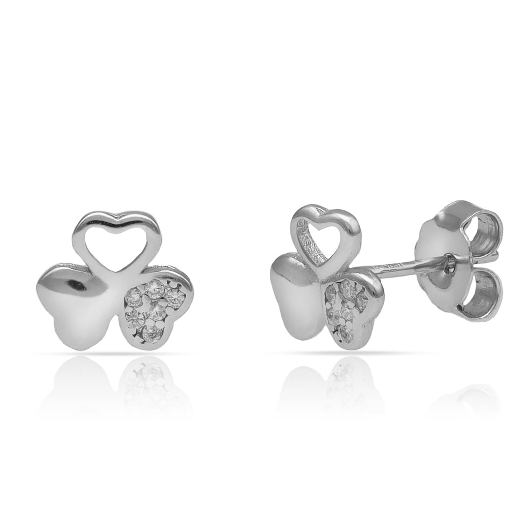 PENDIENTES PLATA 925MM TREBOL CORAZONES - 7MM