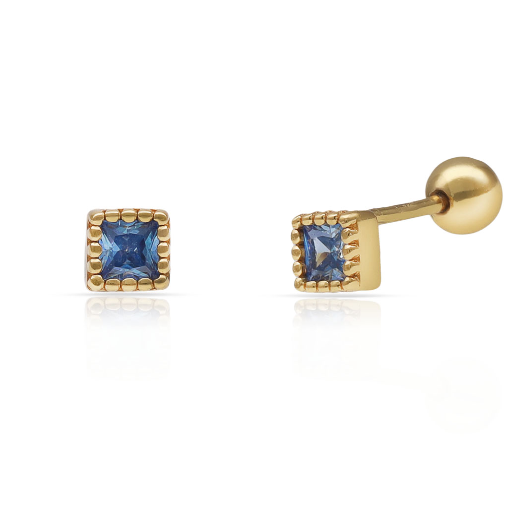 PENDIENTES PLATA CHAPADA ORO CUADRADOS - 4x4MM