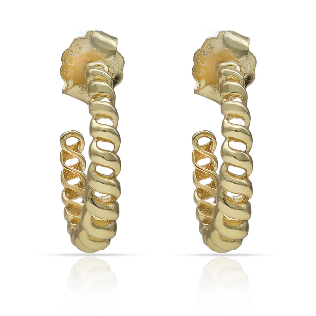 AROS PLATA CHAPADA ORO BARBADA LISA - 13MM