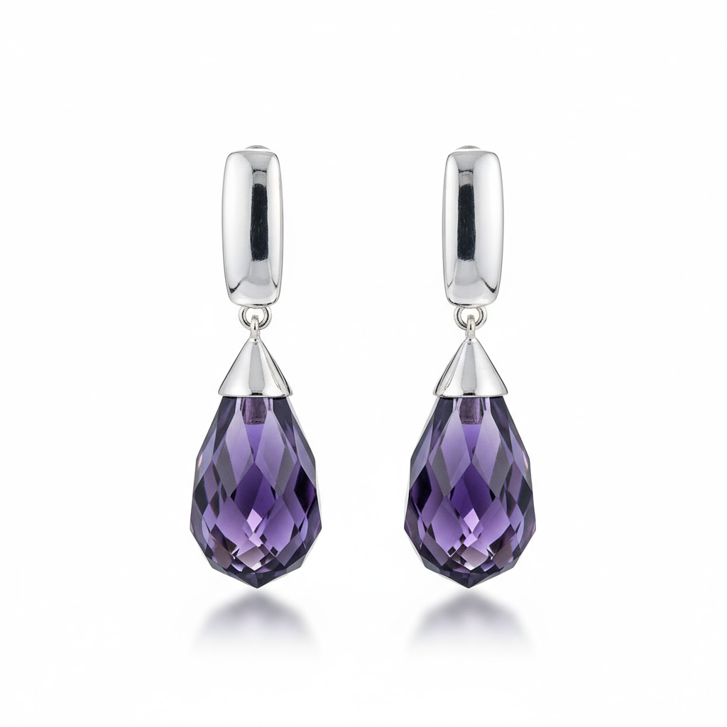 PENDIENTES PLATA 925MM PIEDRA VIOLETA