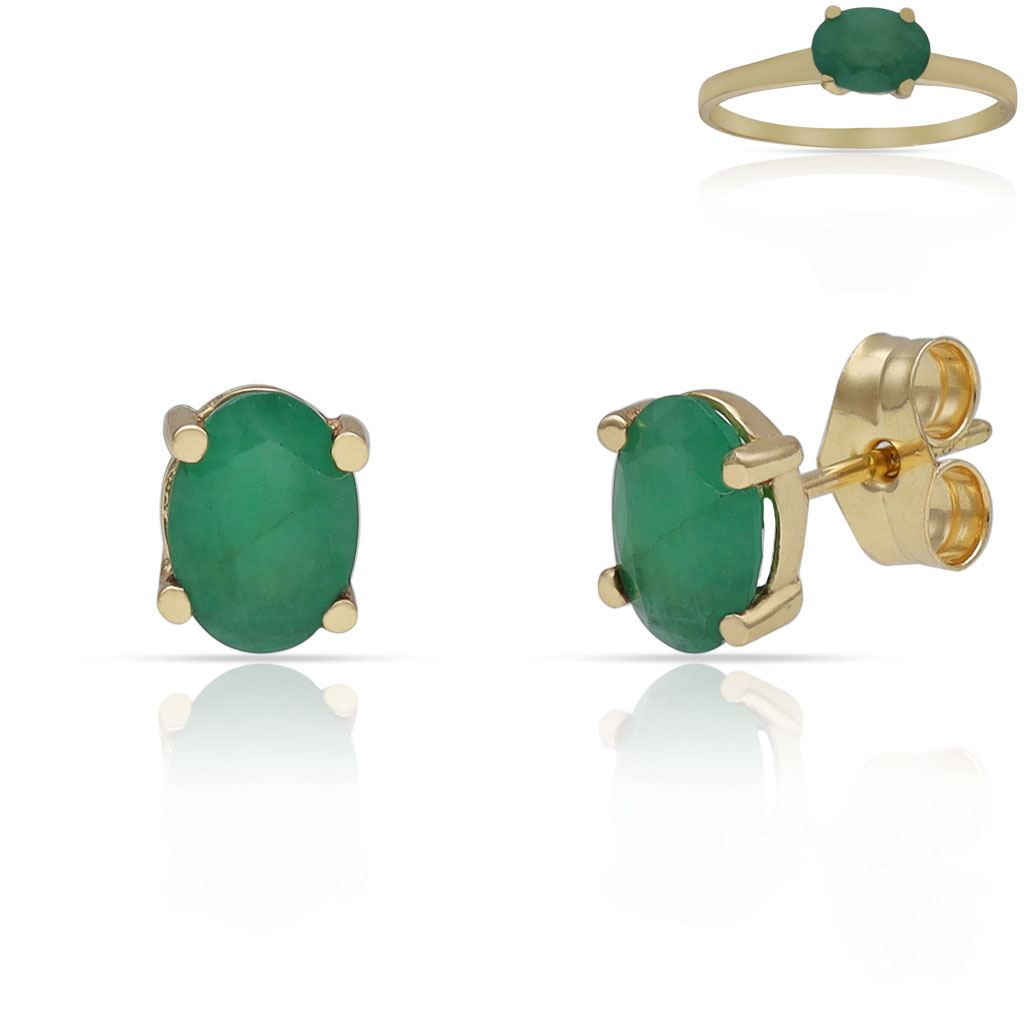 PENDIENTES ORO 18KL ESMERALDAS FINAS - 5x7MM