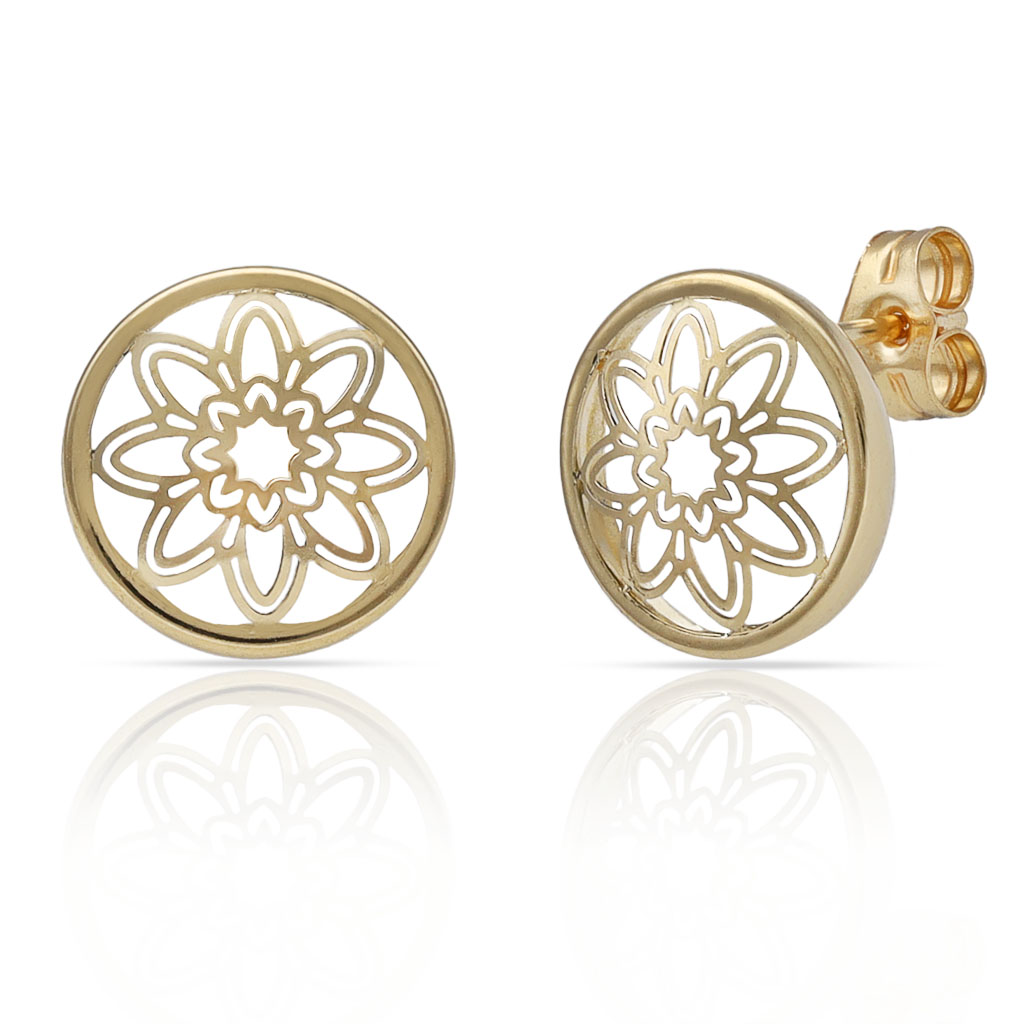 PENDIENTES ORO 18KL FLOR CALADA - 10.50MM