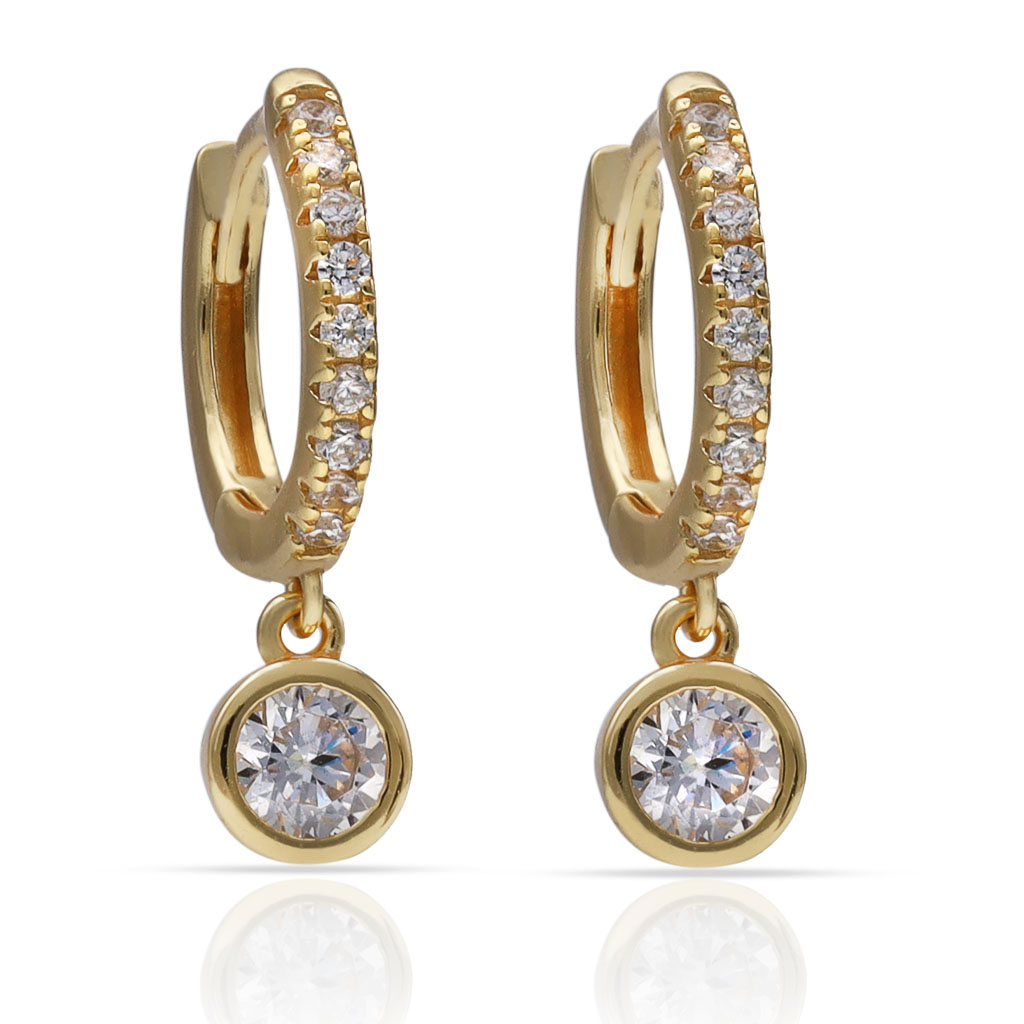 PENDIENTES PLATA CHAPADA ORO CHATON CIRCONITAS