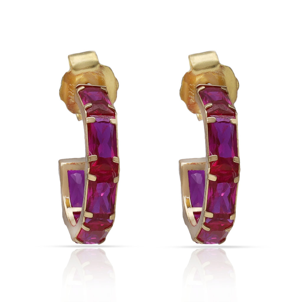 AROS ORO 18KL PIEDRAS ROJAS - 11MM
