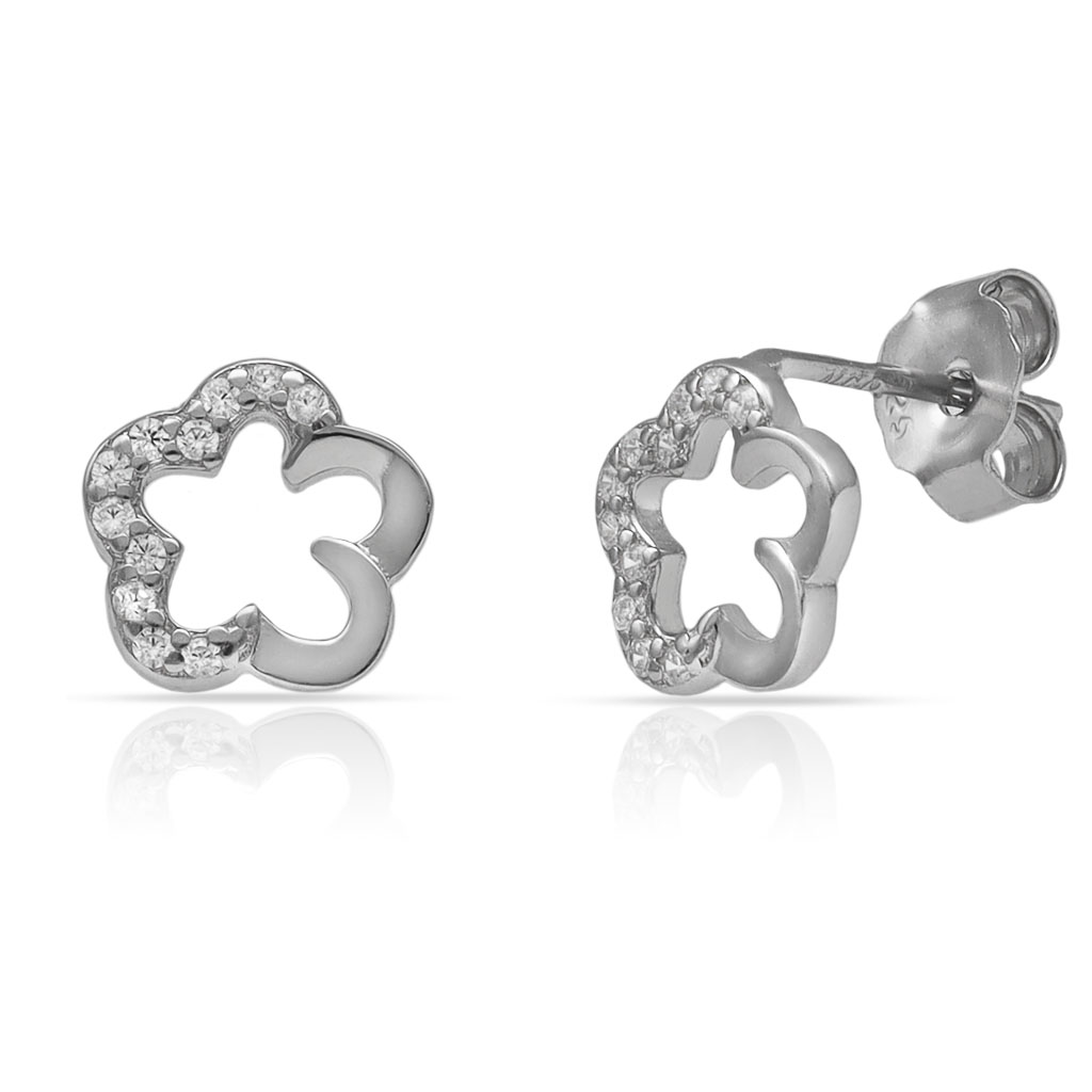 PENDIENTES PLATA 925MM FLOR CIRCONITAS - 8MM