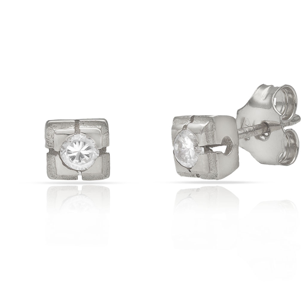 PENDIENTES ORO BLANCO 18KL DIAMANTES - STOCK