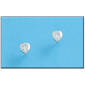 PENDIENTES PLATA 925MM CORAZON CIRCONITAS - 5MM