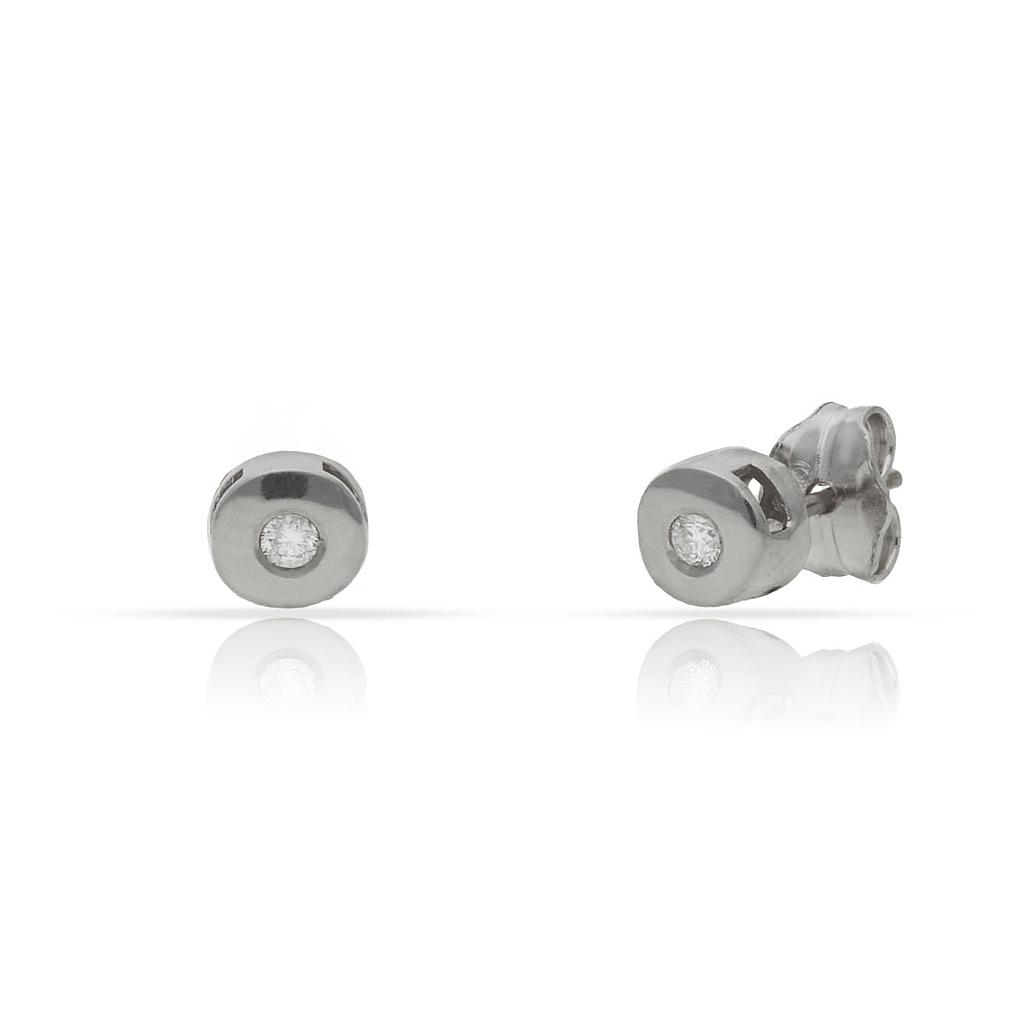 PENDIENTES ORO BLANCO 18KL DIAMANTES CHATON - 4.50MM - STOCK