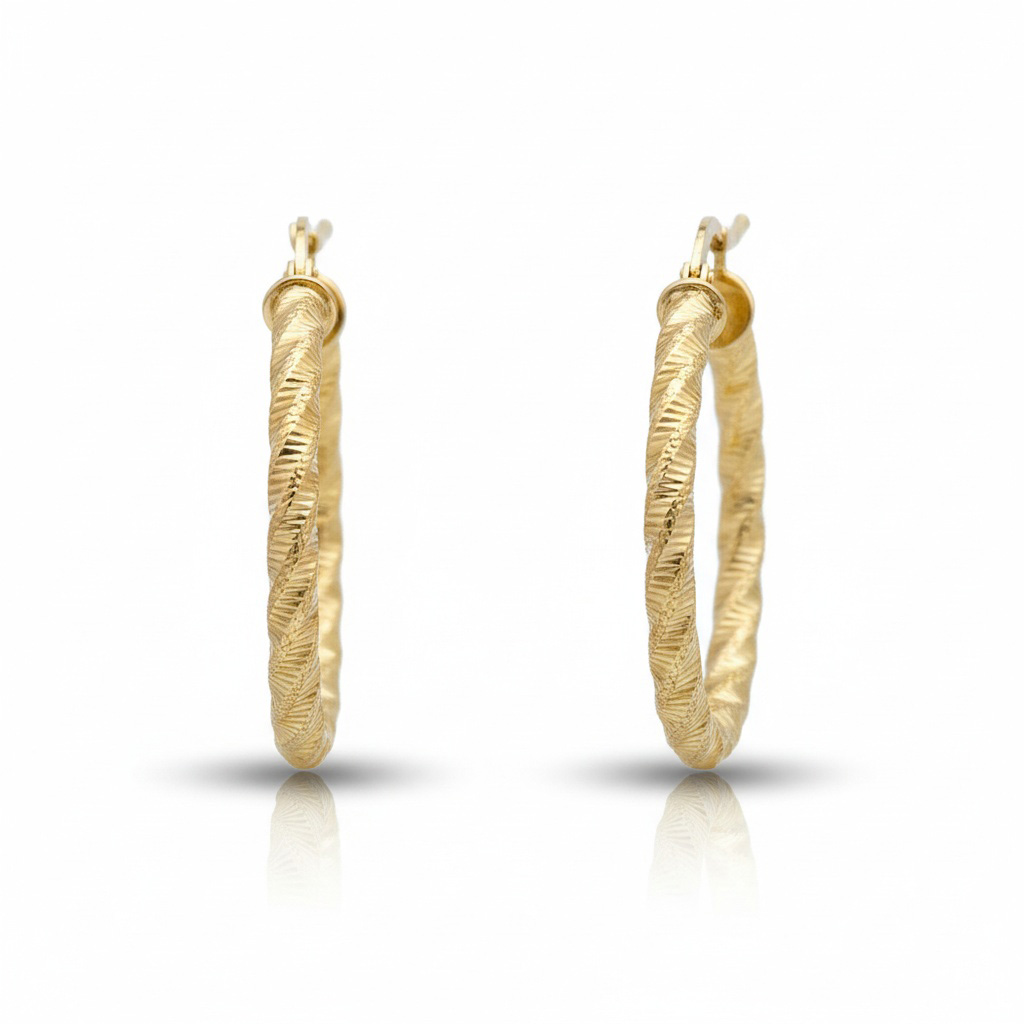 AROS ORO 18KL RIZADOS - 25MM