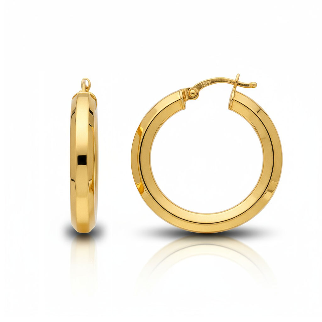 AROS ORO 18KL TUBO HEXAGONAL - 21MM ** AGOTADO TEMPORALMENTE**