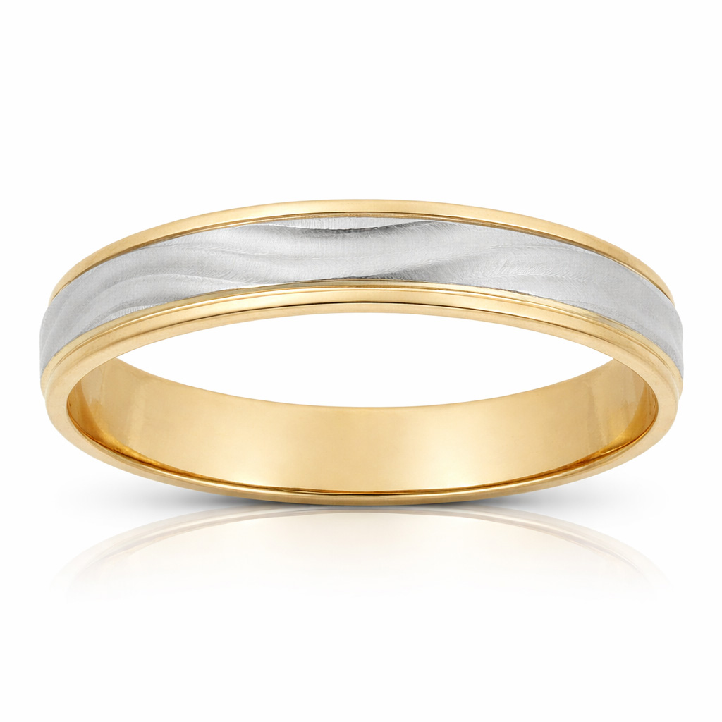 ALIANZA ORO 18KL BICOLOR TALLADA - 4MM