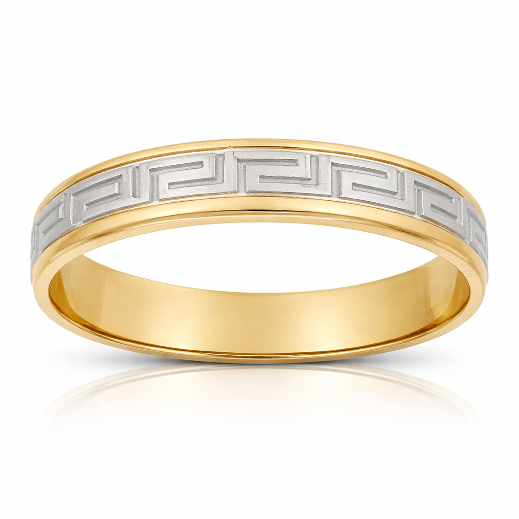 ALIANZA ORO 18KL BICOLOR TALLADA - 4MM