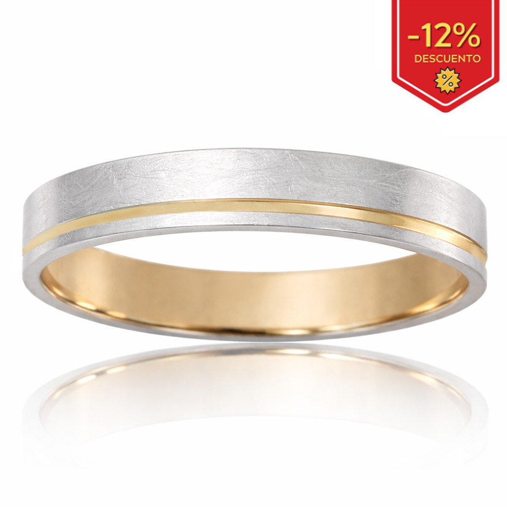 ALIANZA ORO 18KL BICOLOR MATE-BRILLO 4MM