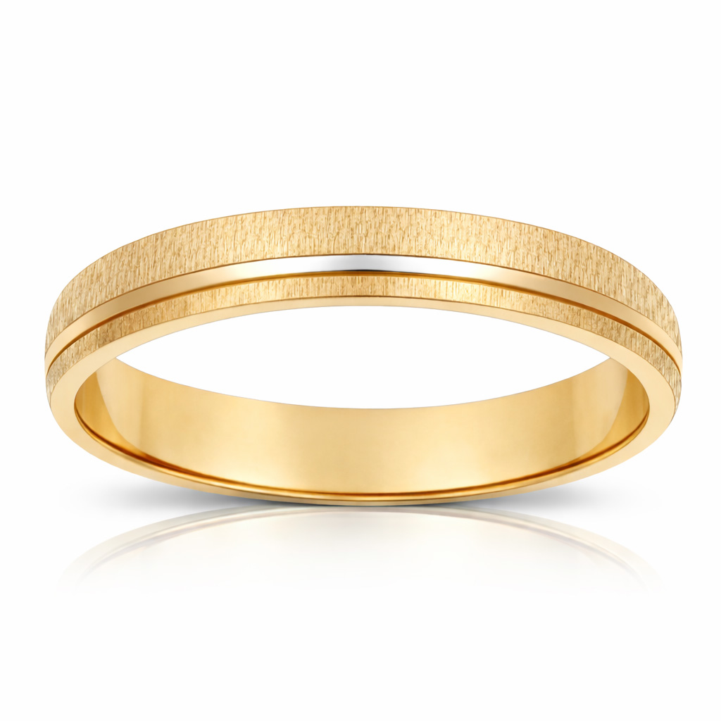 ALIANZA ORO 18KL TALLADA MATE - BRILLO - 4MM