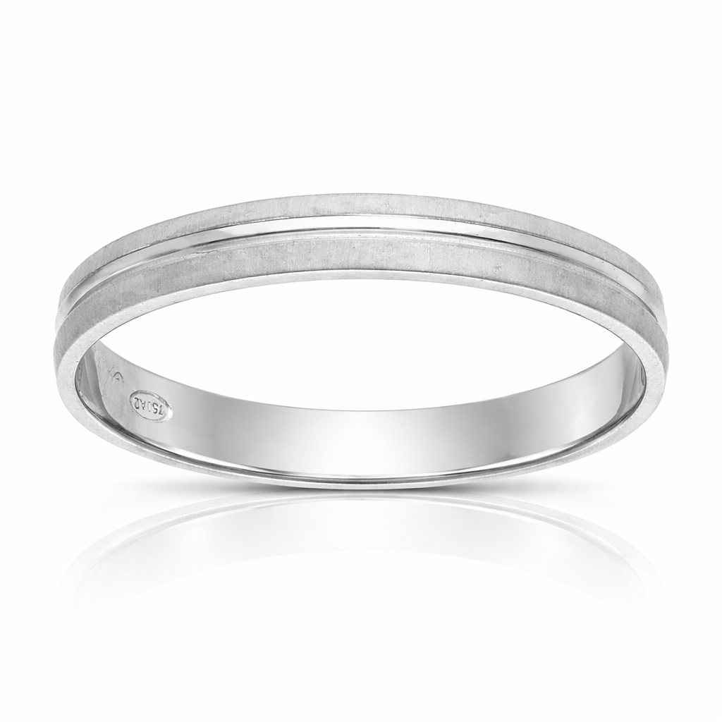 ALIANZA ORO BLANCO 18KL MATE-BRILLO - 3MM