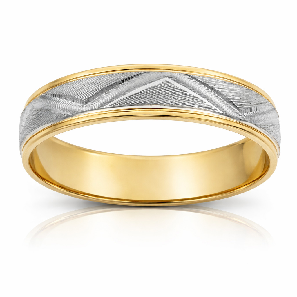 ALIANZA ORO 18KL BICOLOR TALLADA - 5MM