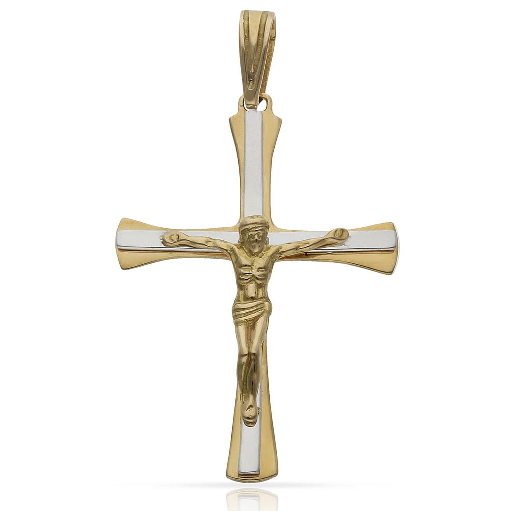 CRUZ ORO 18KL CRISTO BICOLOR
