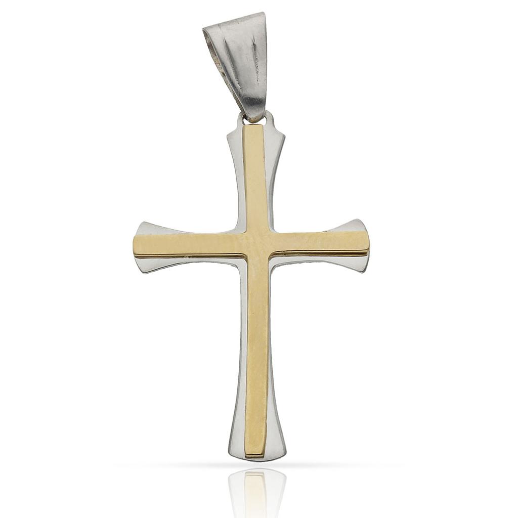 CRUZ ORO 18KL BICOLOR - 18X28MM