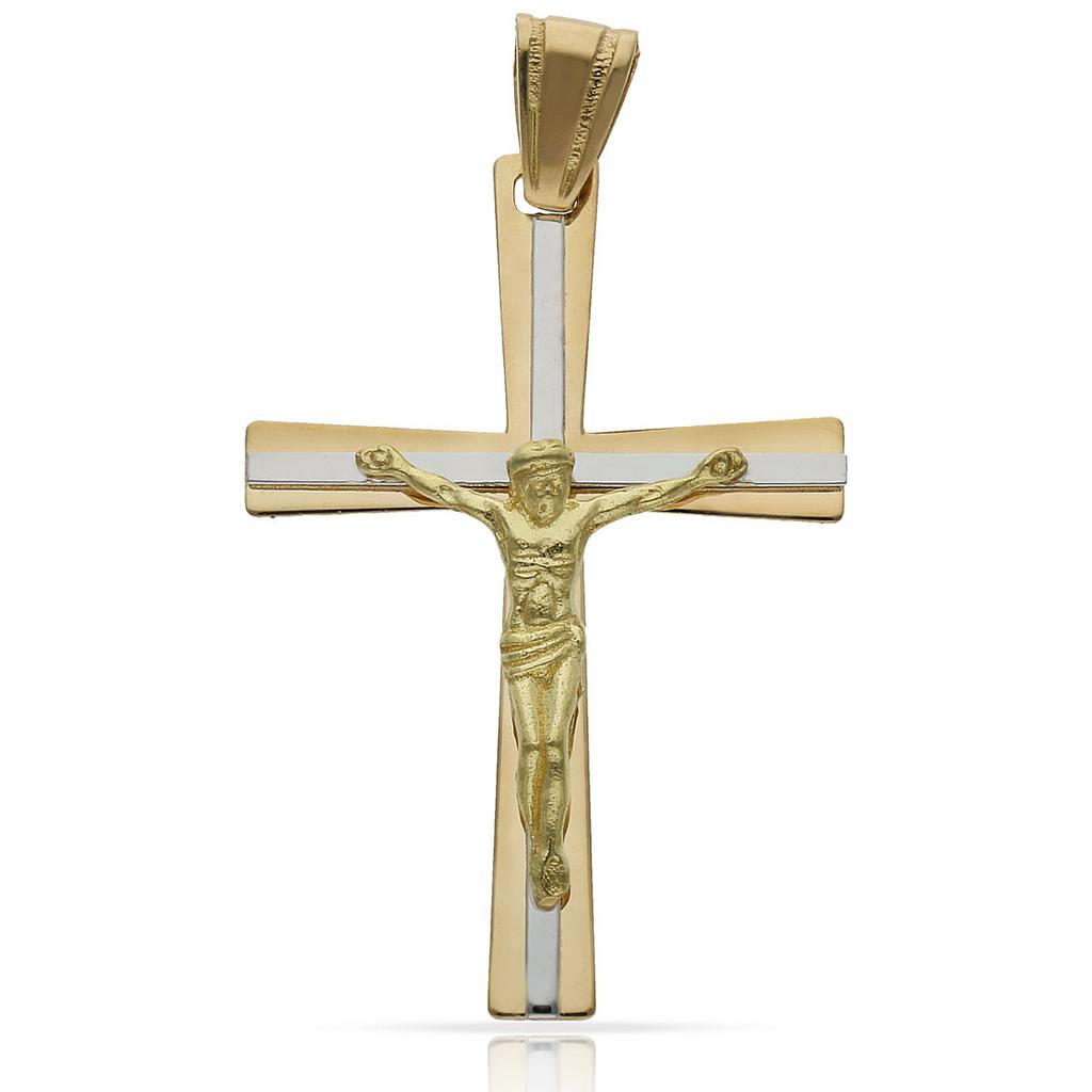 CRUZ CRISTO ORO 18KL BICOLOR - 22x32MM