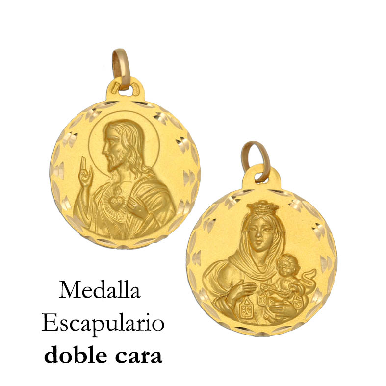 MEDALLA ORO 18KL ESCAPULARIO - 16MM