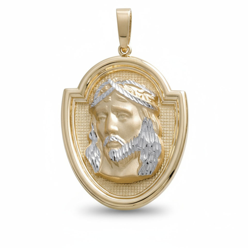 MEDALLA ORO 18KL CRISTO BICOLOR- 33x43MM