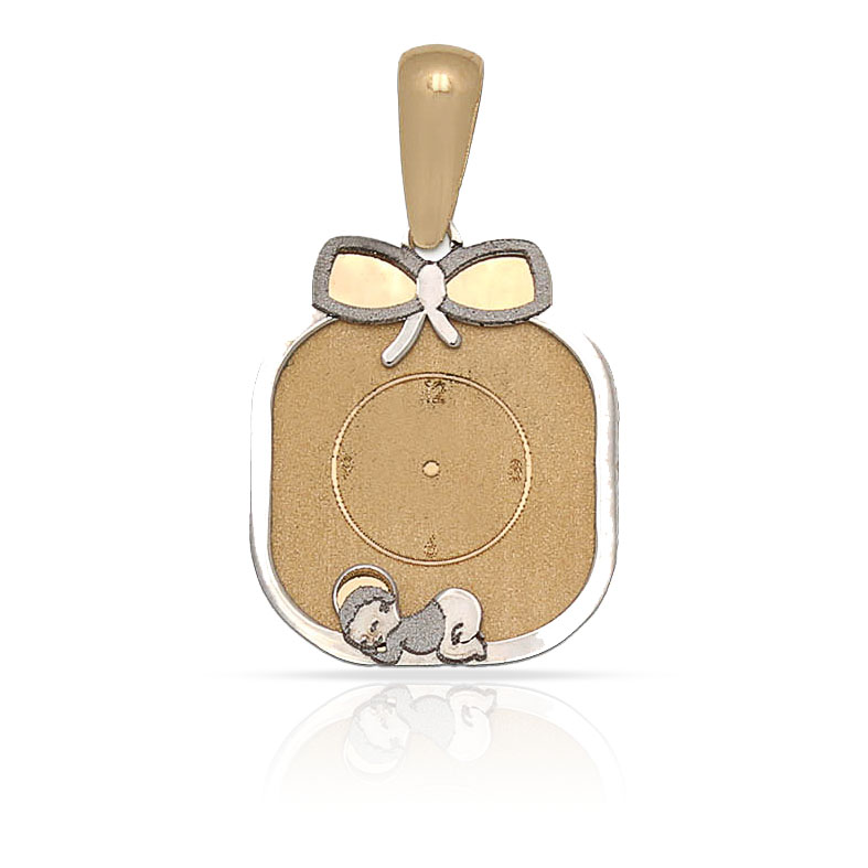 MEDALLA ORO 18KL BEBE Y RELOJ - 13X15MM