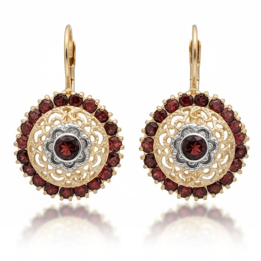 PENDIENTES ORO 18KL GRANATE