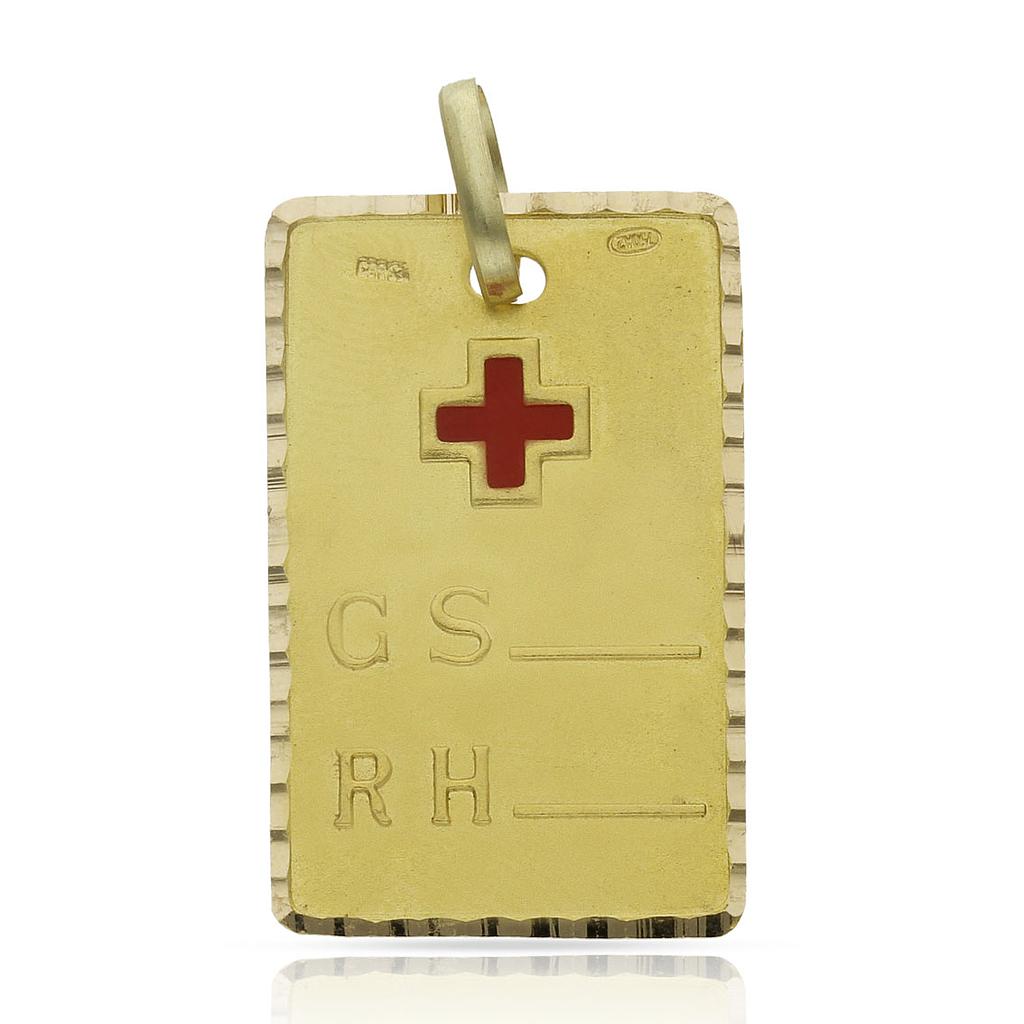 PLACAS ORO 18KL GRUPO SANGUINEO - 18X29MM