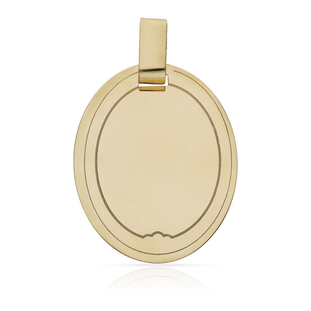PLACA ORO 18KL OVAL - 26X33MM