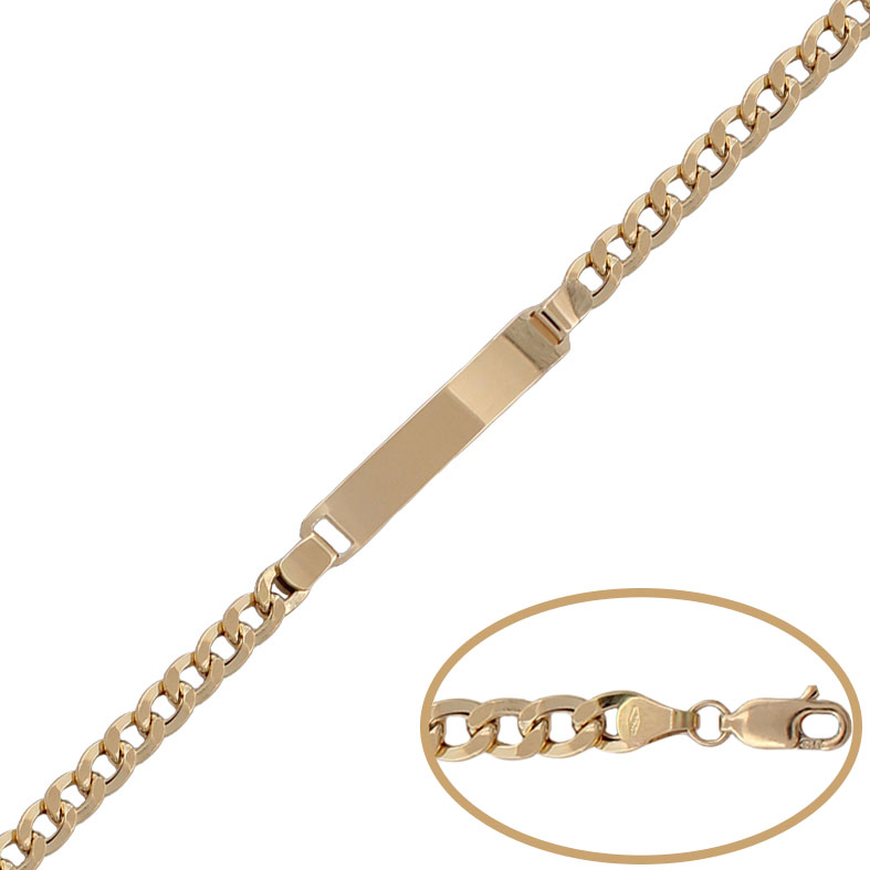 PULSERA ORO 18KL PLACA BARBADA - 5MM