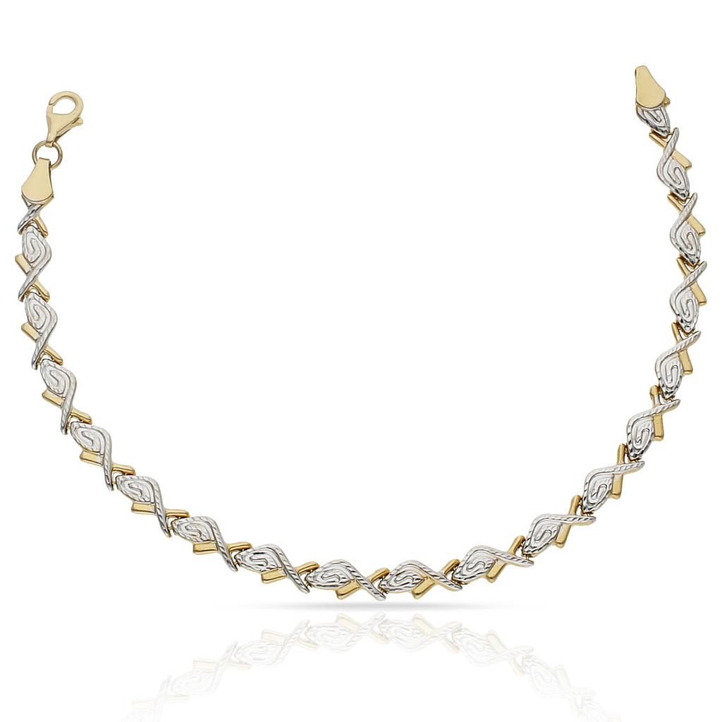 PULSERA ORO 18KL BICOLOR TROQUELADA