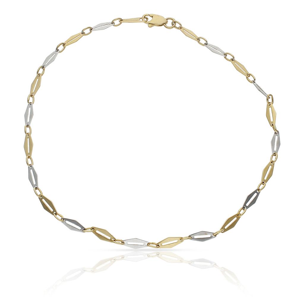 PULSERA ORO 18KL TOBILLERA BICOLOR
