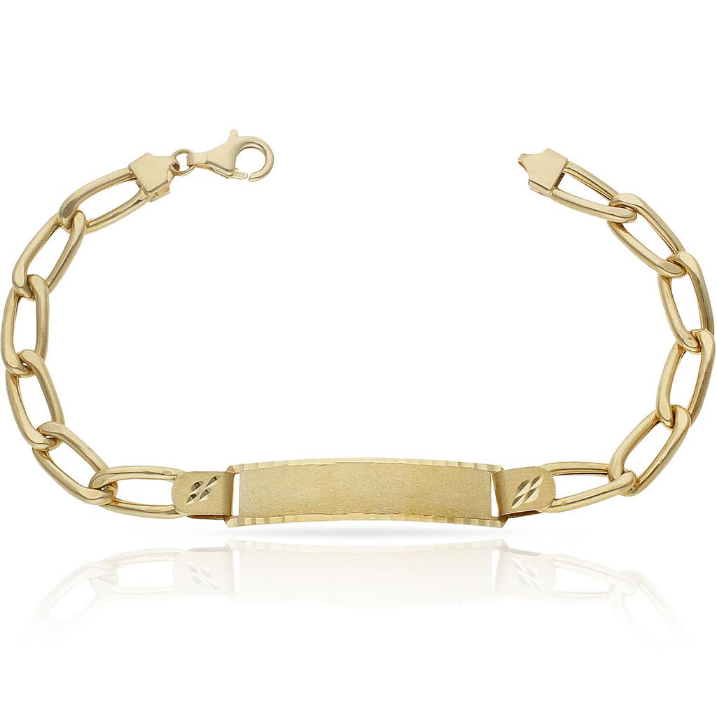 PULSERA ORO 18KL HUECA FIGARO PLACA