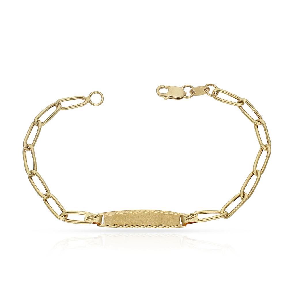 PULSERA ORO 18KL HUECA FIGARO PLACA