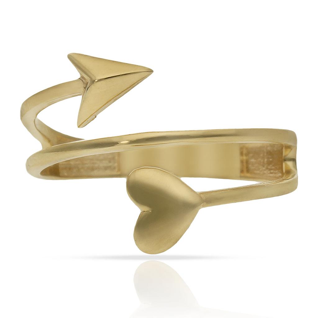 SORTIJA ORO 18KL CORAZON + FLECHA