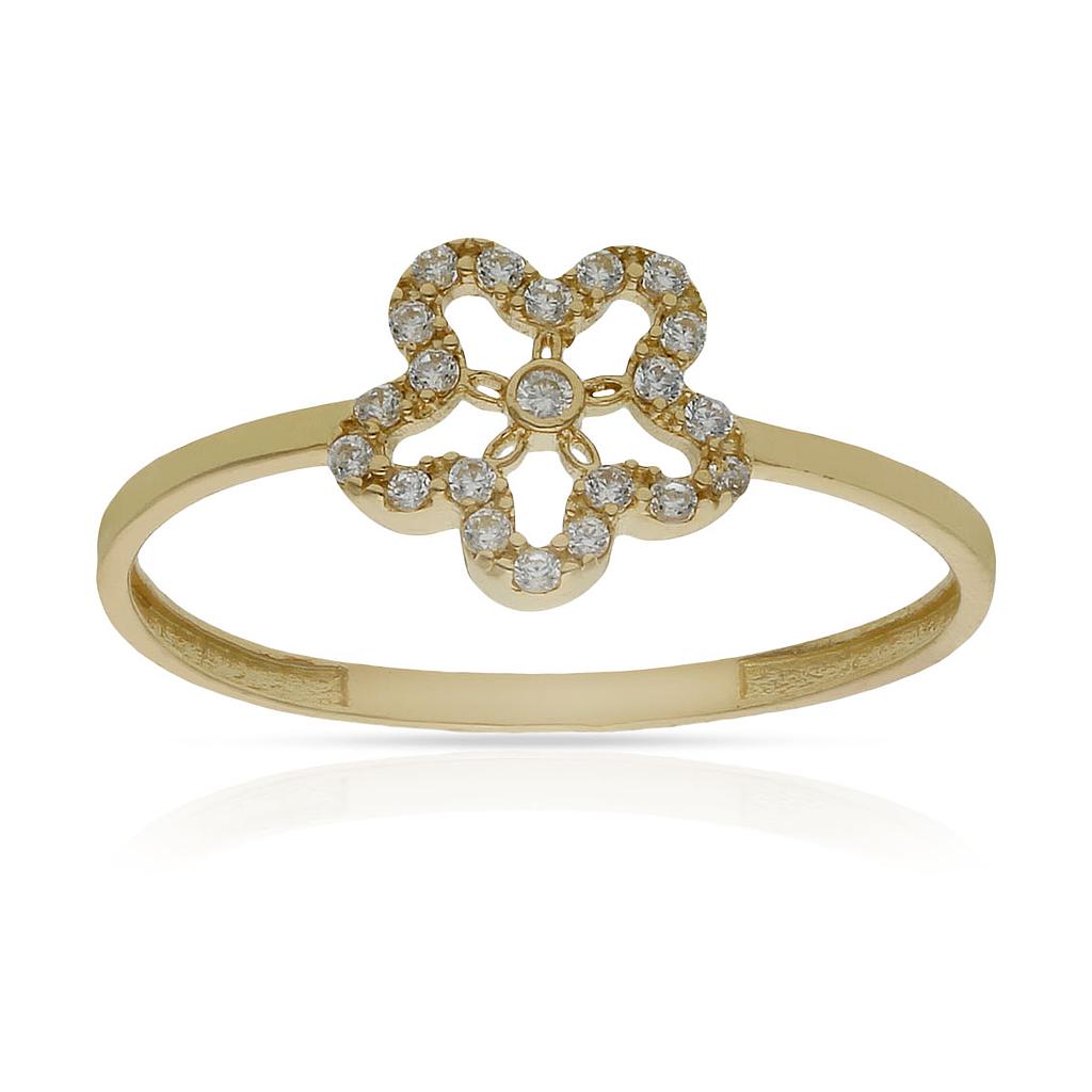 SORTIJA ORO 18KL FLOR CIRCONITAS