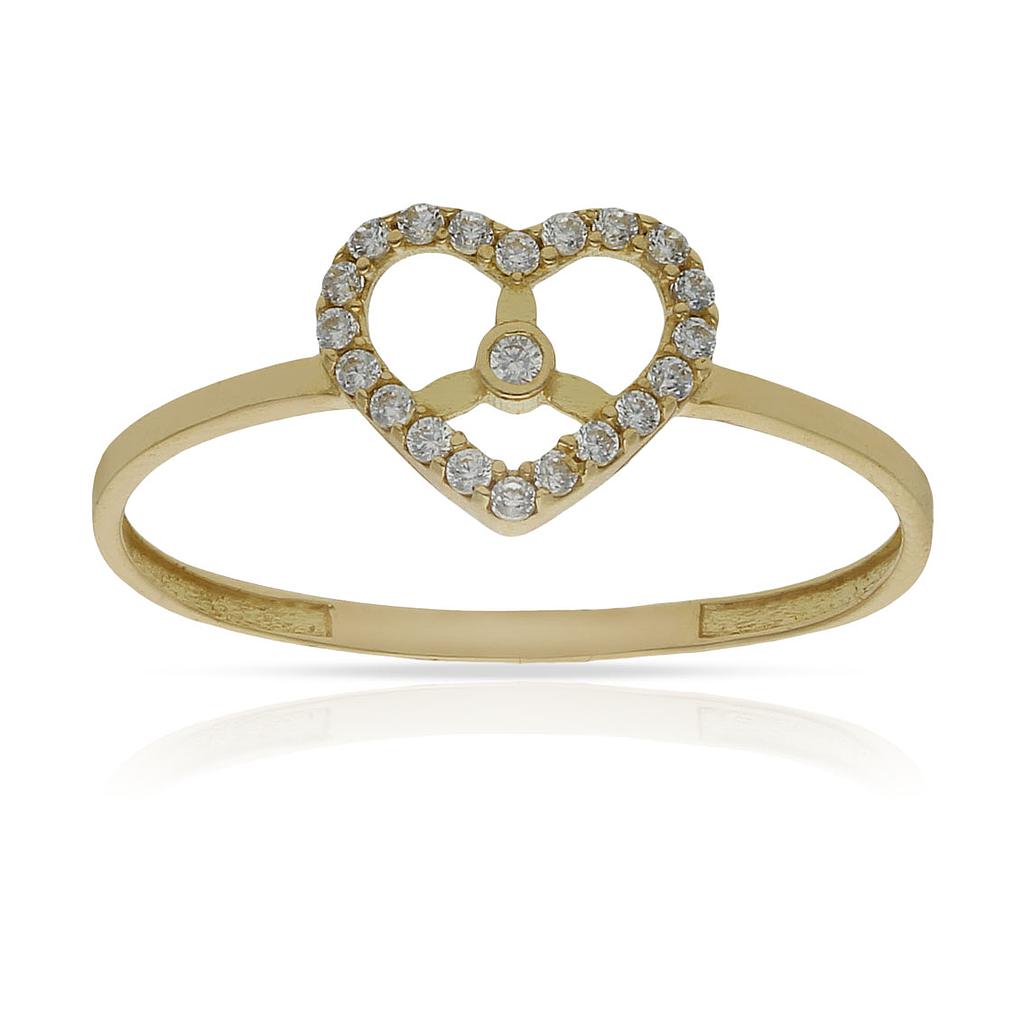 SORTIJA ORO 18KL CORAZON CIRCONITAS