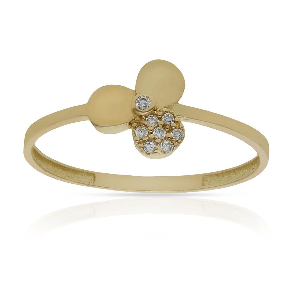 SORTIJA ORO 18KL TREBOL CIRCONITAS