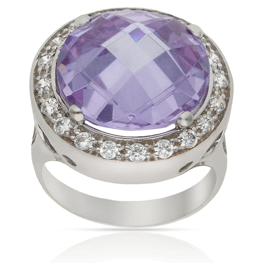 SORTIJA ORO BLANCO 18KL - PIEDRA MALVA