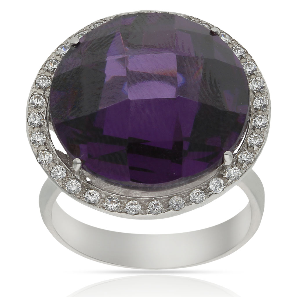SORTIJA ORO BLANCO 18KL - PIEDRA VIOLETA