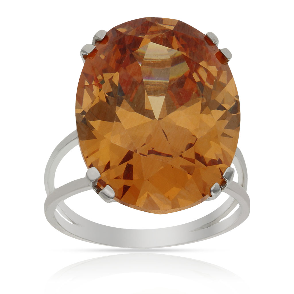 SORTIJA ORO BLANCO 18KL - PIEDRA CHAMPAN