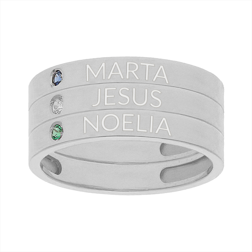 SORTIJA ORO BLANCO 18KL - 3 ANILLOS PERSONALIZADOS NOMBRES