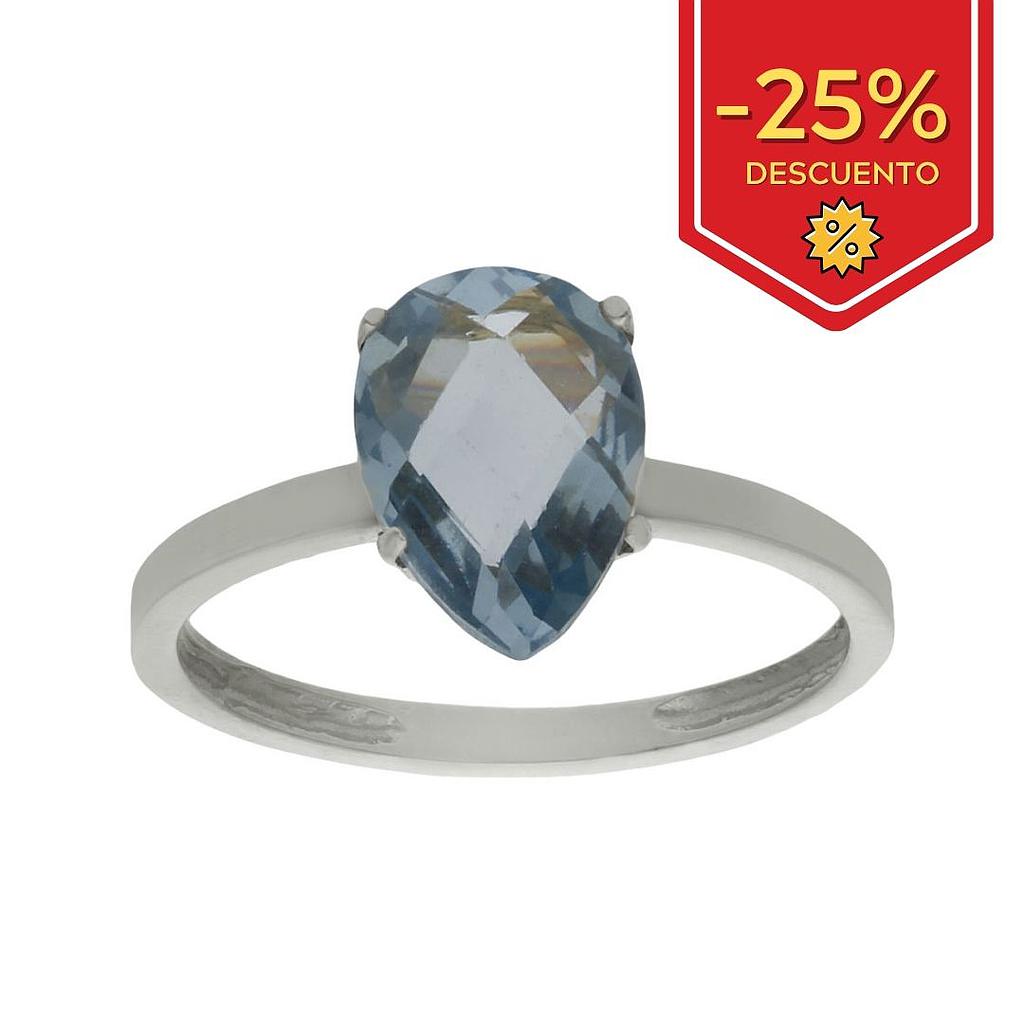 SORTIJA ORO BLANCO 18KL - PIEDRA AZUL 