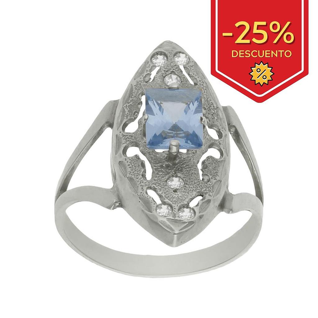 SORTIJA ORO BLANCO 18KL LANZADERA CIRCONITAS