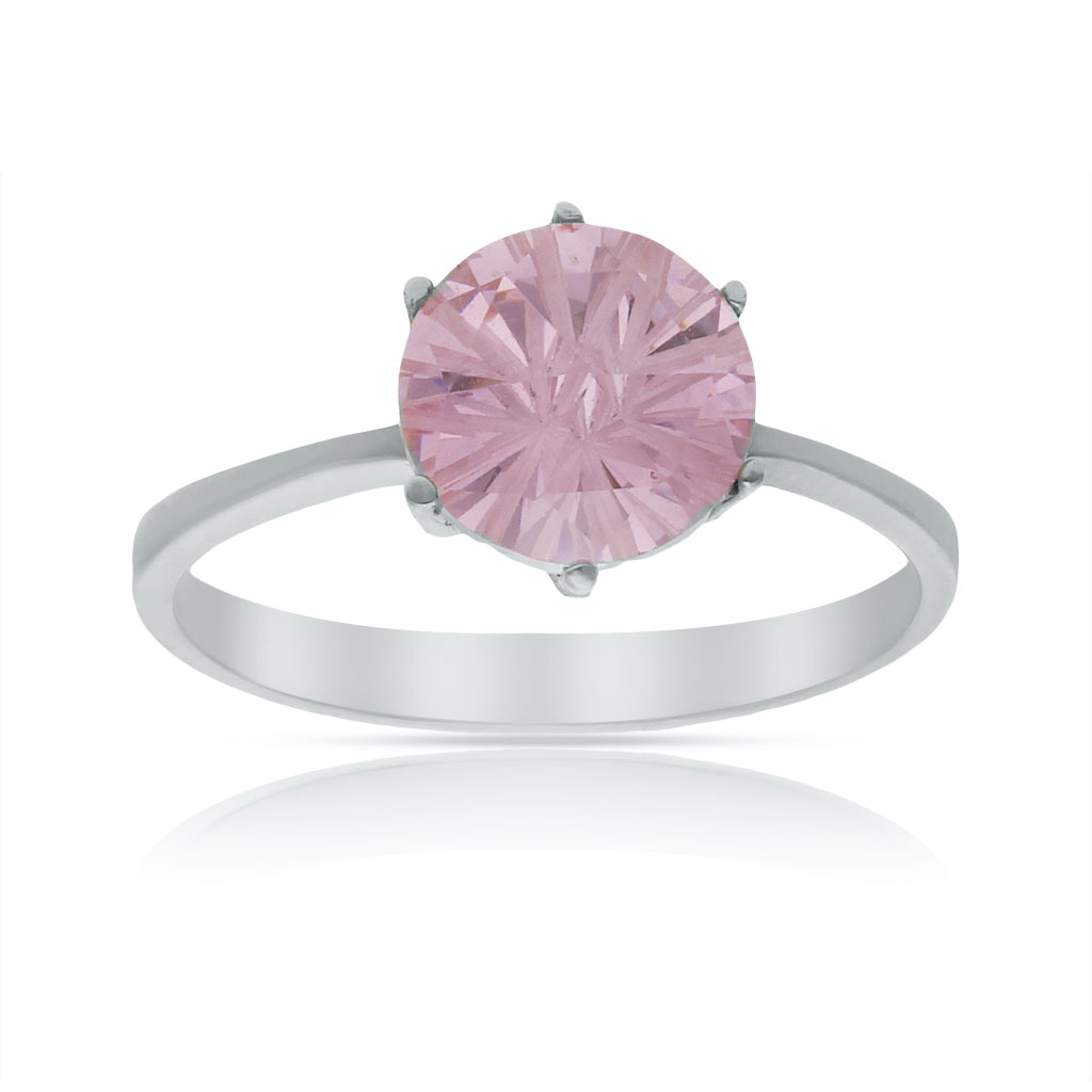 SORTIJA ORO BLANCO 18KL - PIEDRA ROSA