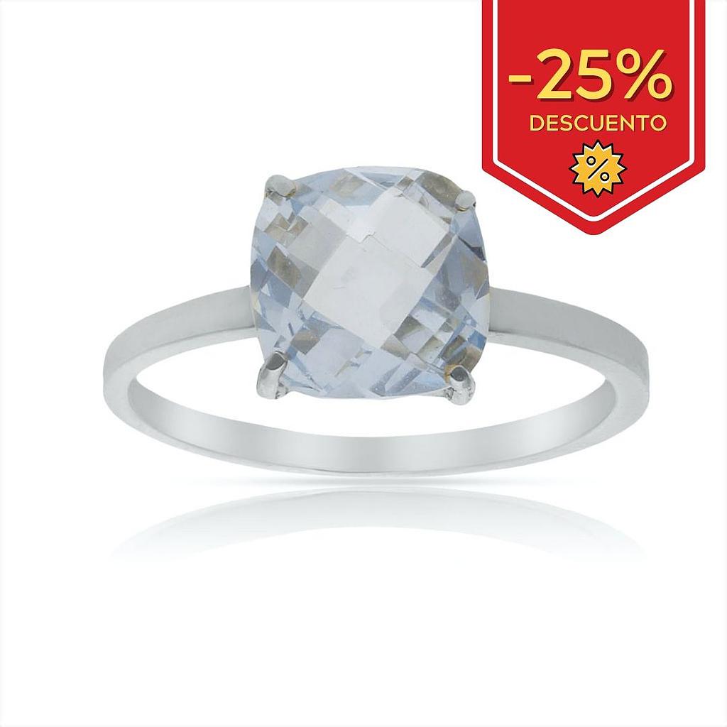 SORTIJA ORO BLANCO 18KL - PIEDRA AZUL