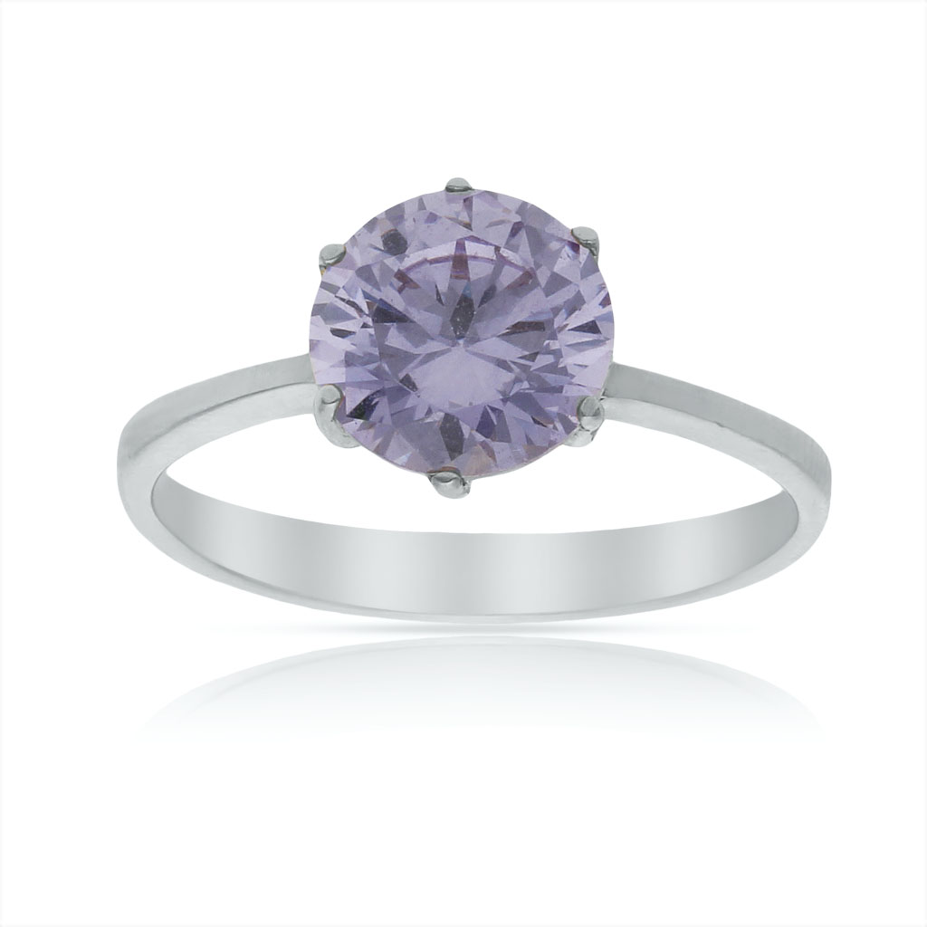 SORTIJA ORO BLANCO 18KL - PIEDRA MALVA